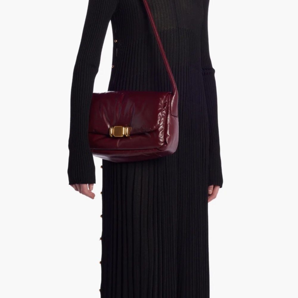 Padded Lambskin Leather Crossbody Bag, Barolo-M Brass $3200 2024 Bottega Veneta